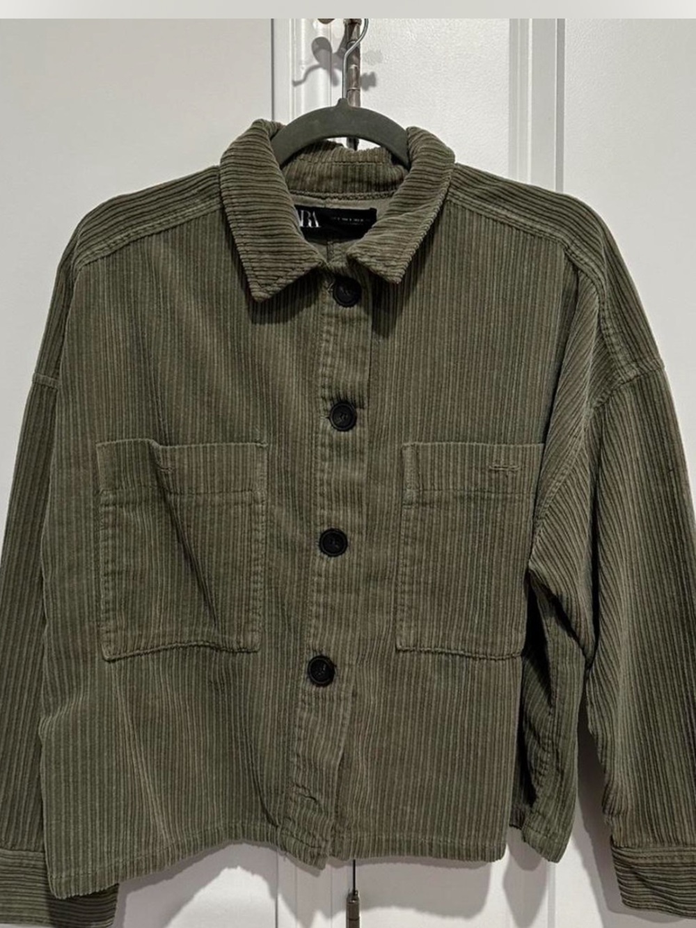 Zara Olive Corduroy Utility Jacket